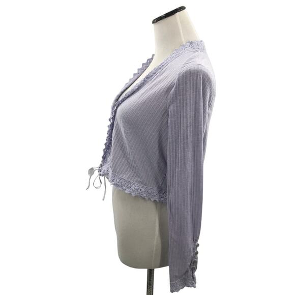 Free People Purple Third Date Ribbed Lace Top - Picture 9 of 12